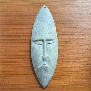 Handcrafted Stone Tribal Mask Wall Art - Green